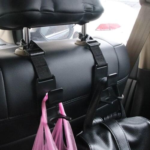 4-Pack Car Seat Headrest Hooks Universal Back Seat Organizer Hanger Storage Hook Black for Handbag Purse Grocery Bags