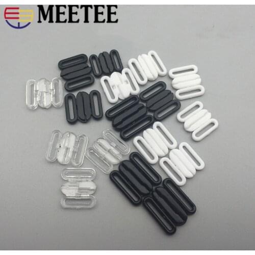 50pcs Meetee 10/12/15/20mm Plastic Bikini Bra Clip Adjust Buckle Swimwear Bra Clasp DIY Sewing Underwear Clothing Accessories