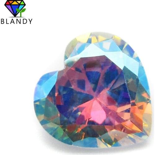 AB Color Cubic Zirconia Stone 3x3~10x10mm Heart Cut Plating Multicolor CZ Stone Synthetic Gems For Jewelry