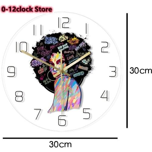 American African Woman Face Wall Clock with LED Backlight Remote Control Sleepy Lamp Multi Colors Quiet Sweep Watch Duvar Saati