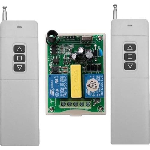 Garage door controller AC 220 V 2 CH RF Wireless Remote Control 1* Receiver +2* Transmitter tubular motor 100-1000m