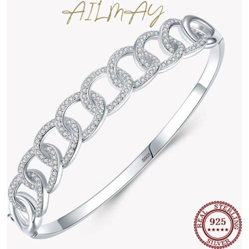 Ailmay Fashion Classic Twist Chain Zircon Bracelets 925 Sterling Silver for Women Minimalist Fine Jewelry 2021 New Style Bague