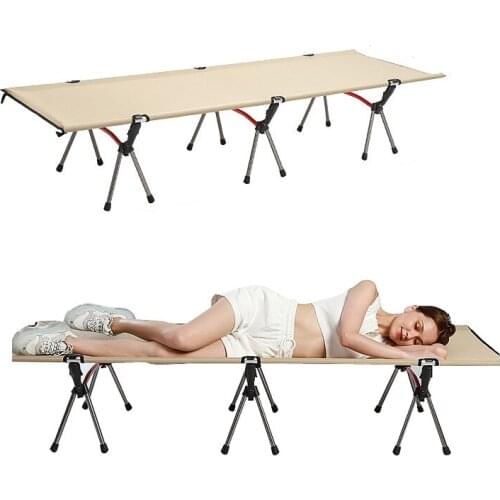 Household aluminum alloy camping folding bed, outdoor travel and convenient carrying single bed