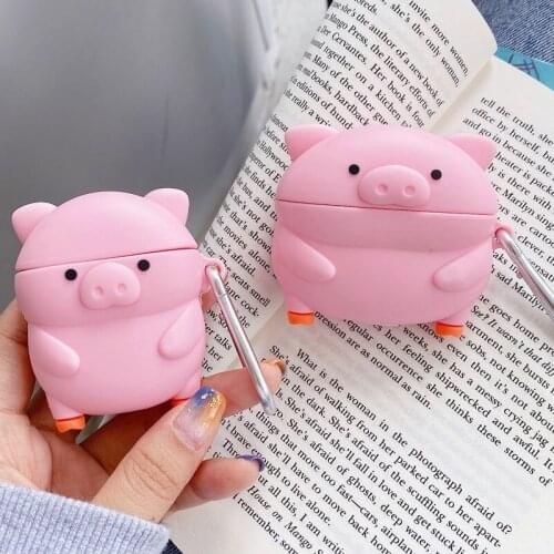 For Airpods Pro 3D Cute Cartoon Fat Pink Pig Earpods Case for Apple Airpods 1 2 3 Wireless Earphone Cover Anti-lost Charging Box
