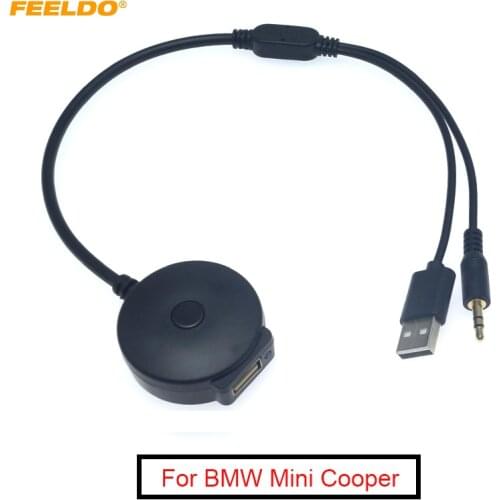 FEELDO 1PC Car Wireless Bluetooth Module Receiver AUX 3.5 mm Jack & USB Music Adapter AUX Cable For BMW Mini Cooper Kit #FD6260
