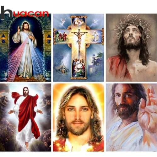 Huacan 5d Diamond Painting Full Drill Square Religion Diamond Embroidery Sale Jesus Mosaic Decor For Home