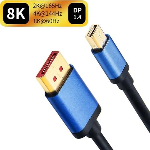 Displayport 1.4 cable 8K Mini DP to DP 1.4 cable 144hz/4K 165Hz/2K male Mini DP to Displayport cable Vesa compliant
