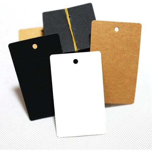 Square Kraft Paper Tags Scallop Head Label Luggage Wedding Note Blank Price Hang Tag 100pcs
