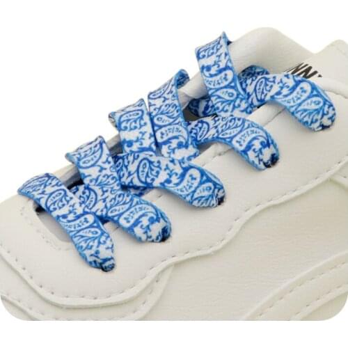 Top Weiou Laces 8MM Shoelaces Clothing Bright Blue Sport Basketball Strings With Pretty Floral Heat Transfer Printing Cordones