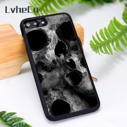 LvheCn Silicone Rubber Phone Case Cover for iPhone 6 6S 7 8 Plus X XS XR 11 12 Mini Pro Max Skulls