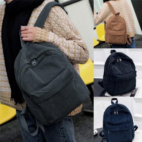 2020 Fashion Womens Backpack Travel Corduroy Student Girls Casual Rucksack School Bag For Teens