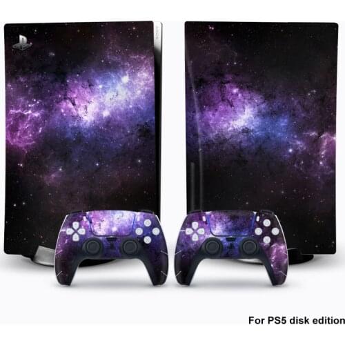 Glaxy Sticker For PS5 Console Disk Edition Carbon Fiber Skin Decal Cover for PlayStation 5 Console and 2 Controllers