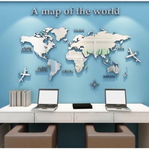 High Quality Wall Stickers European Version World Map Decals For Office Culture Mural Poster 3D Acrylic DIY Wallpaper Home Decor