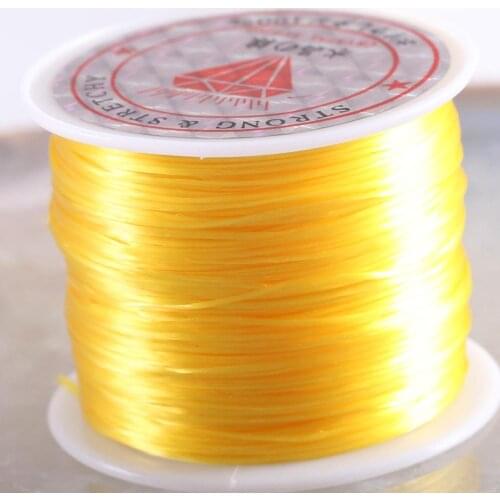 2Rolls 0.5MM DIY Crystal Beading Stretch Elastic Thread Cord Rectangle Beading Yellow Line String for Jewelry Making 50M/Roll