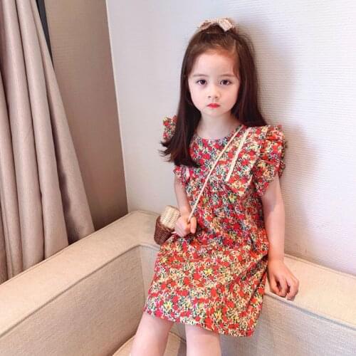 New Kids Clothes Girls Summer Dress 2021 Fashion Floral Print Princess Dress Children Dresses Baby Toddler Vestidos 12M-7Y