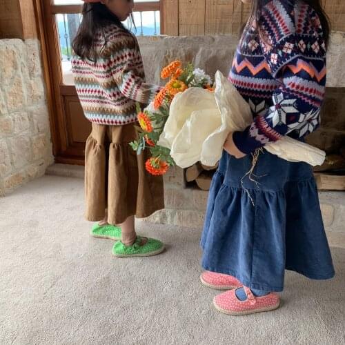 Autumn Winter Girls Skirt Baby Tutu Kids Long Skirt Children Fashion Corduroy Ins Spliced Skirts Fall Clothes for Toddler Girls