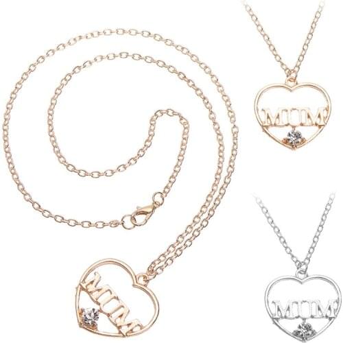 Hollow Heart Shaped Mum Pendant Necklace Minimalist Simple Heart Necklace Fashion Jewelry Mother Unique Birthday Gift