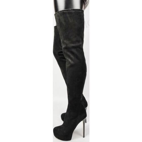 SEIIHEM SUPER Women Over Knee High Platform Boots Side Zip Slim High Heels Thigh High Boots Shoes Woman Size 44 45 46 47 50 52