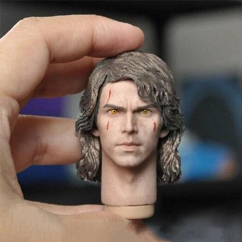 1/6 Scale Sky Walker Anakin Hayden Christensen Head Carving Sculpt Devil Version For 12" Male Action Figure Body