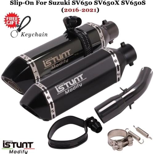 Slip-On For Suzuki SV650 SV650X SV650S 2016-2019 2020 2021 Escape Motorcycle Black Exhaust Muffler DB Killer Middle Link Pipe