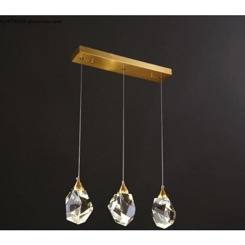 Modern crystal pendant lighting gold copper lamp 220v lustre LED dinning room and bar light