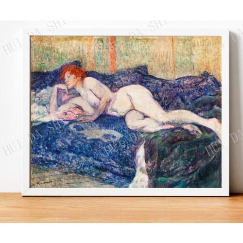 Nude Lying on a Couch (1897) by Henri de Toulouse–Lautrec. Fine art poster print, vintage illustration,erotic artworks