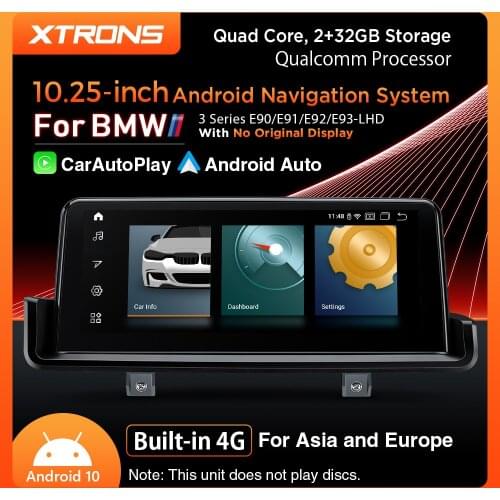 XTRONS 10.25'' Android 10.0 Quad-Core Qualcomm Bluetooth 5.0 Car Multimedia Navigation For BMW 3 Series E90 E91 E92 E93 NO DVD