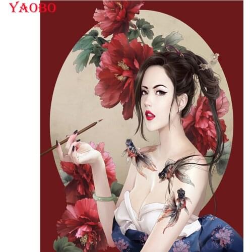 Japanese woman flower Diamond Painting Full Square/round drill Mosaic painting Rhinestones of Pictures 5d diy Diamond Embroidery