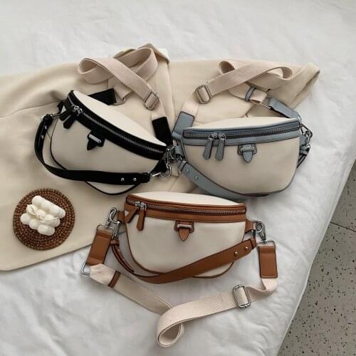 Casual High Quality PU Leather Waist Bags For Women 2020 Zipper Shoulder Messenger Bag Lady Chest Crossbody Women Handbags