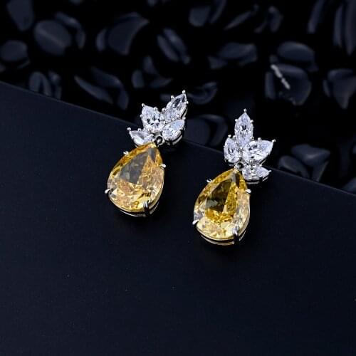 Elegant 925 Sterling Silver 10*14 MM Pear Cut Created Moissanite Gemstone Wedding Engagement Ear Studs Earrings Fine Jewelry