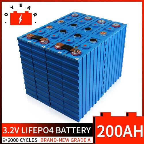4-48PCS 200AH 3.2V Brand New Lifepo4H Rechargeable Battery Lithium Iron Phosphate Solar Cell 8S24V Battery Pack With Free Busba
