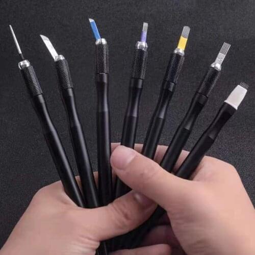 10pcs Round Flex Needle Lock-Pin Device Manual Permanent Makeup 3D Embroidered Eyebrow Tattoo Pen for Tebori Microblading Needle