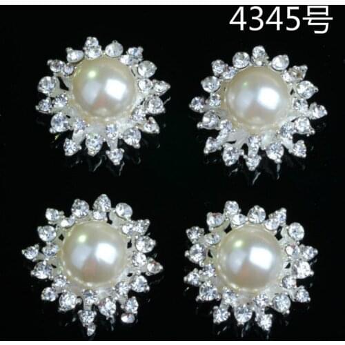 10pcs The new silver color pearl faceplate Rhinestone buckle accessories diy wholesale spot flower heart