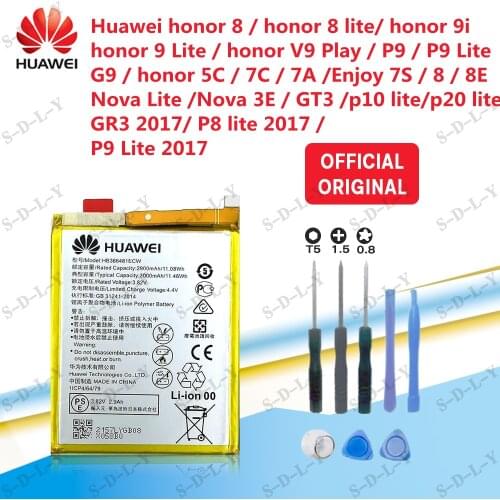 100%Original 3000mAh HB366481ECW Battery for Huawei Honor 8 /8 9 Lite Honor 5C Ascend P9 Huawei P10 P9 Lite G9 Phone+Tools+Track