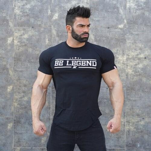 2019 men Gyms t shirt 95% Cotton Fitness bodybuilding shirts Crossfit male Brand tees short sleeve gyms t-shirt men costu