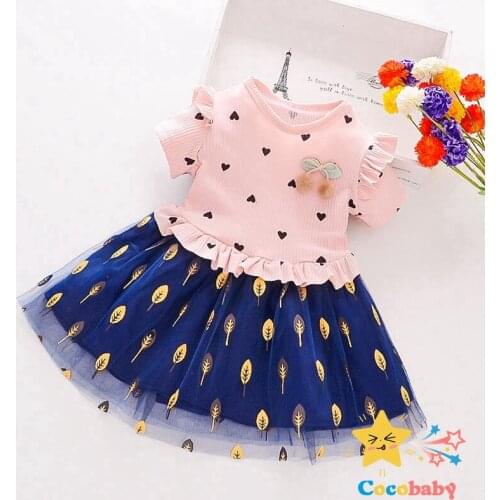 2020 Autumn Baby Girl Dress Short Sleeve Mesh Princess Dress 0-7T