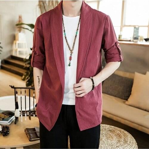 2021 Chinese Style Retro Casual Plus Size Jacket Loose Linen Cardigan Men Clothing Spring Autumn Fashion Long Sleeve Hanfu 30174