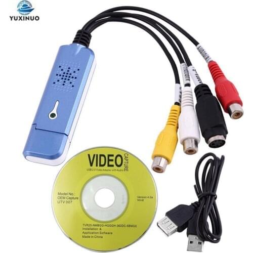 New Portable USB 2.0 Easycap 4 Channel Video Audio Capture Card Adapter VHS DC60 DVD Converter Composite RCA Blue Dropship