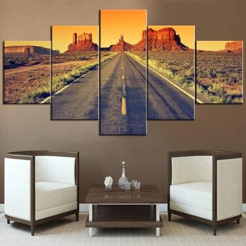 5 Piece 5D Diy Diamond Painting Desert Highway Leading into Monument Valley,USA Landmark Painted Full Square Round Drill A913