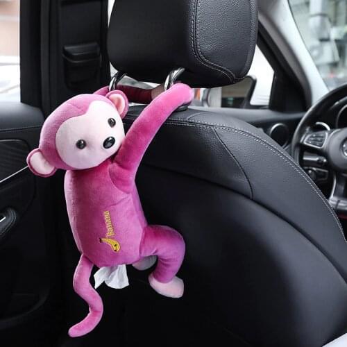 Car Plush Cartoon Monkey Butt Tissue Box Cover Cute Animal Tissue Napkin Paper Organizer Paper Storage Automobile Accessories
