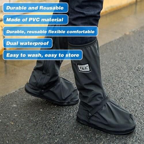 Boot Shoe Cover Rain Waterproof with Zipper Reusable Non-slip Rain Boot Galoshes Overshoes For Men Women