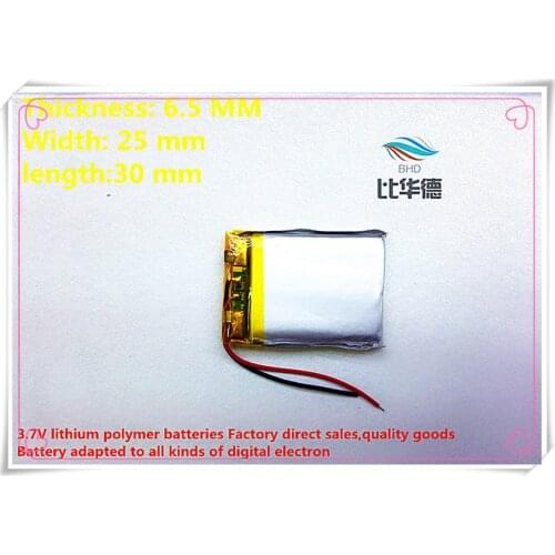 Free shipping)3.7V 652530 500mAh lithium-ion polymer battery quality goods quality of CE FCC ROHS certification authority