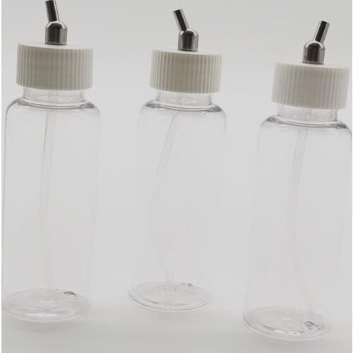 Free Shipping 3Pcs/Lot Plastic 100cc Airbrush Bottles airbrush Pigment Cup Airbrush Cup Jars Lid Adapter Dual-Action Siphon Feed