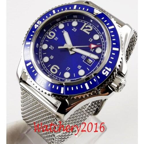 BLIGER Design Brand Luxury Men Watches Automatic Blue Watch Men Stainless Steel Waterproof Business Sport Mechanical Wristwatch
