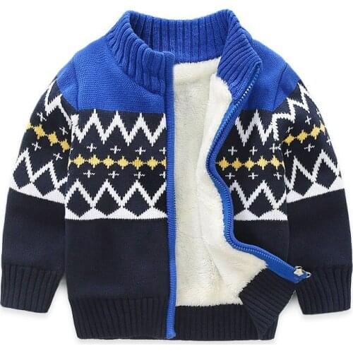 Childrens sweater and a thick boy girl winter sweater jacket turtleneck cardigan