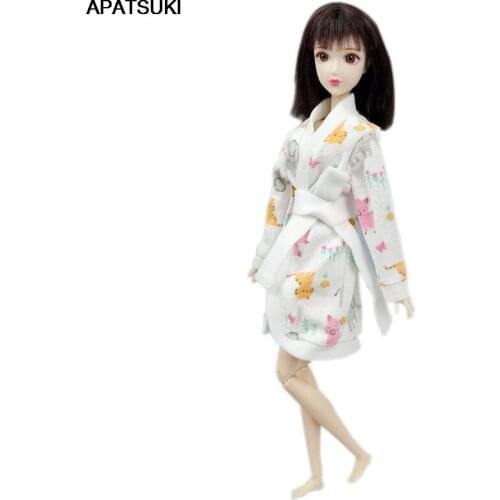 Cartoon Pig Flower Robe For Barbie Doll Accessories Bathroom Suit Bathrobe Winter Pajamas Casual Sleeping Clothes DIY Toys 1/6
