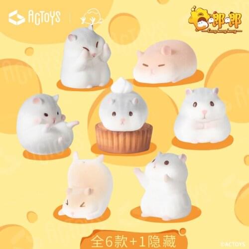 Blind Box 7 Style Anime Figure Model Toys Langlang Hamster Series Surprise Random PVC Figurine Garage Kit Gift 6Pcs/Set