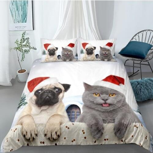 3D Duvet Cover Sets Bedding Set Quilt Comforther Covers Bed linens King Queen Full Double Size Animal Cat And Dog Bed Linens