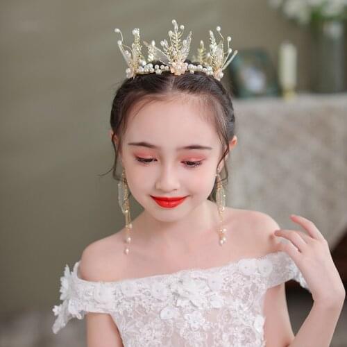 Princess Queen Girls Crowns For Party Children Hand Made Tiaras Diadems Pageants Kids Hair Accessories Fashion Jewelry Headpiece
