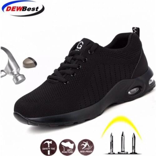 DEWBEST Safety Shoes Men Lightweight Breathable Puncture Proof Light Sneaker Non-slip Industrial & Construction Work Shoes